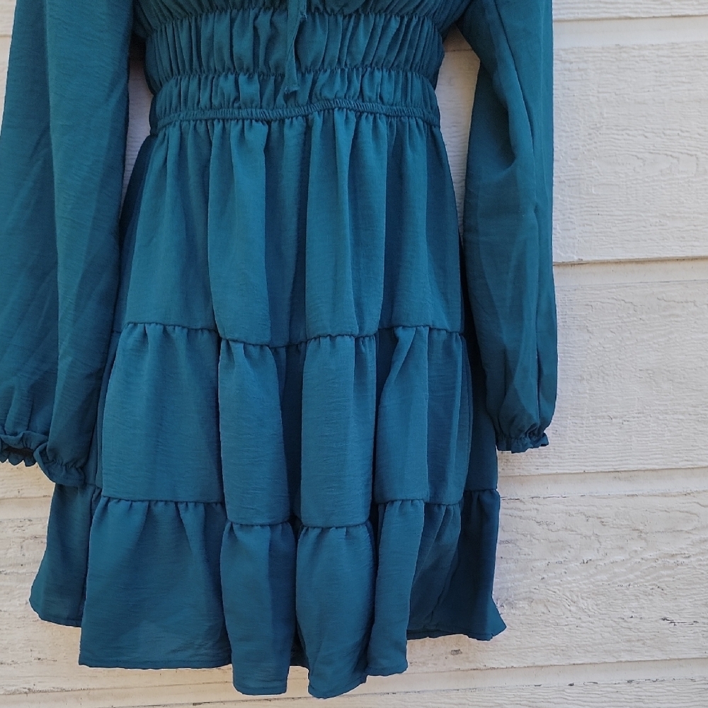 Liberty Love Teal Long Sleeve Dress Size S - Picture 6 of 13